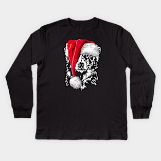 Funny Border Collie Santa Christmas dog mom Kids Long Sleeve T-Shirt